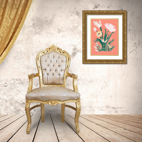 Bright Spring Garden Gold Ornate Wood Framed Art Print with Double Matting by Maria, Robin
