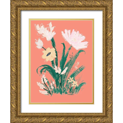Bright Spring Garden Gold Ornate Wood Framed Art Print with Double Matting by Maria, Robin