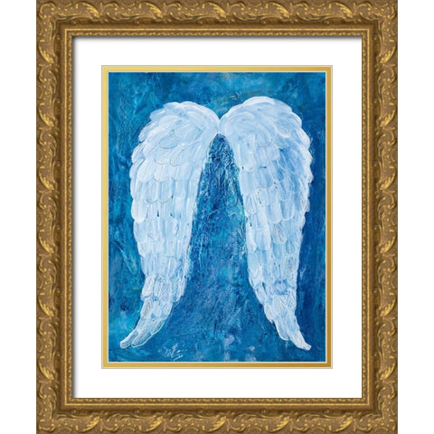 Angel Wings Gold Ornate Wood Framed Art Print with Double Matting by Maria, Robin
