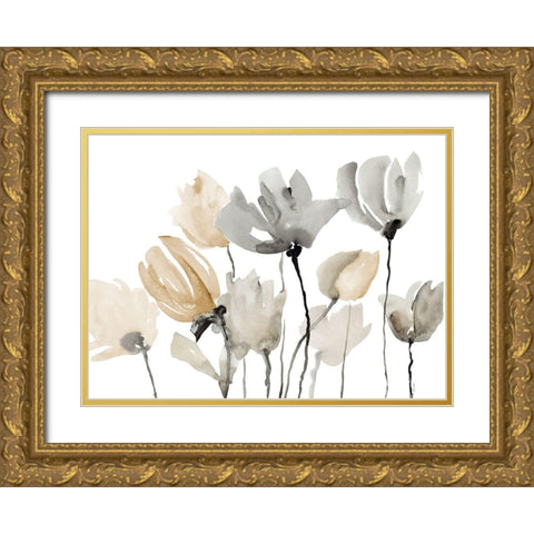 Muted Follow Your Dreams Floral Gold Ornate Wood Framed Art Print with Double Matting by Loreth, Lanie