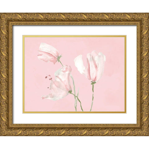 Pink Floral Dreams I Gold Ornate Wood Framed Art Print with Double Matting by Loreth, Lanie