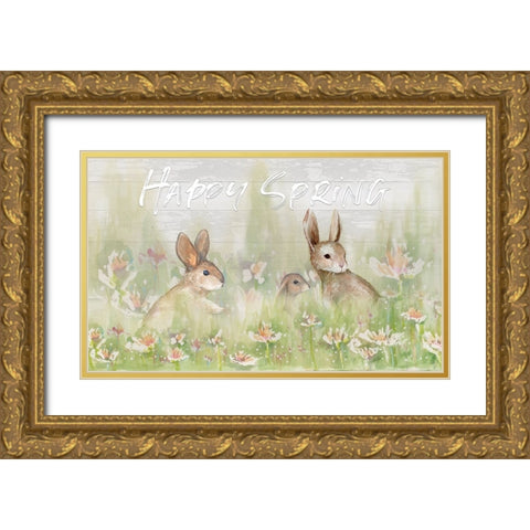 Happy Spring (rectangle) Gold Ornate Wood Framed Art Print with Double Matting by Diannart