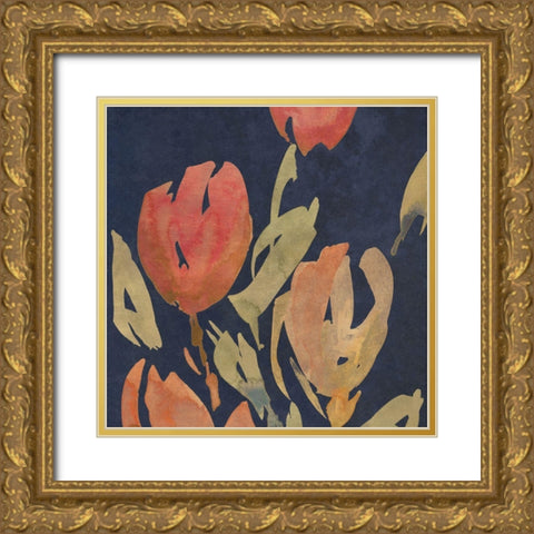 Dark Orange Tulips II Gold Ornate Wood Framed Art Print with Double Matting by Loreth, Lanie