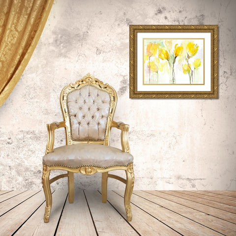 Yellow Garden Gold Ornate Wood Framed Art Print with Double Matting by Loreth, Lanie