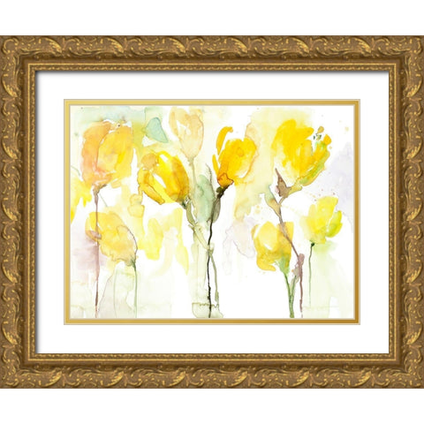 Yellow Garden Gold Ornate Wood Framed Art Print with Double Matting by Loreth, Lanie
