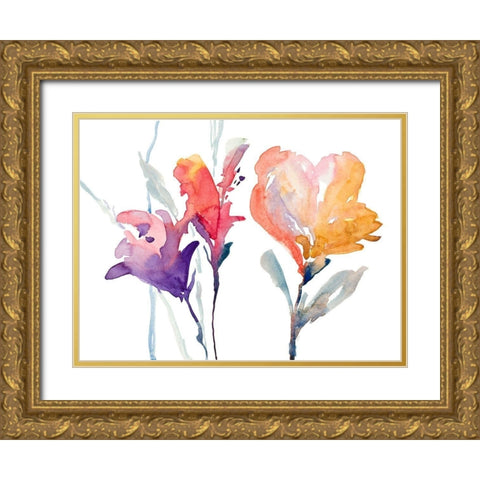 September Blooms I Gold Ornate Wood Framed Art Print with Double Matting by Loreth, Lanie
