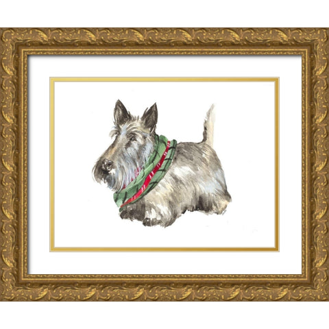 Black Scotty Gold Ornate Wood Framed Art Print with Double Matting by Loreth, Lanie