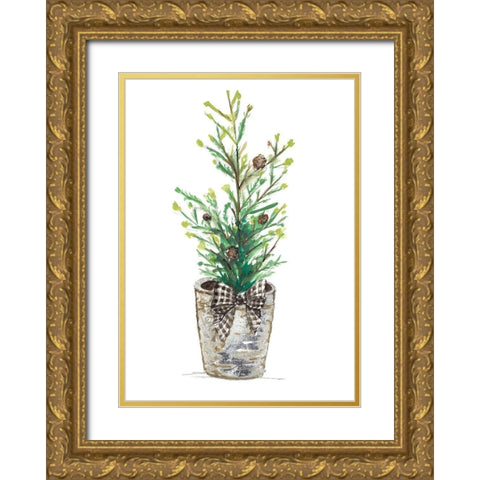 Christmas Fir II Gold Ornate Wood Framed Art Print with Double Matting by Pinto, Patricia