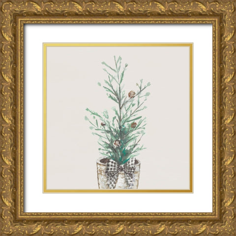 Christmas Fir II Gold Ornate Wood Framed Art Print with Double Matting by Pinto, Patricia