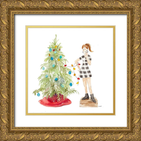 Decorating Christmas II Gold Ornate Wood Framed Art Print with Double Matting by Loreth, Lanie