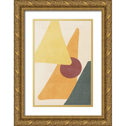 Yellow Simple Shapes Gold Ornate Wood Framed Art Print with Double Matting by SD Graphics Studio