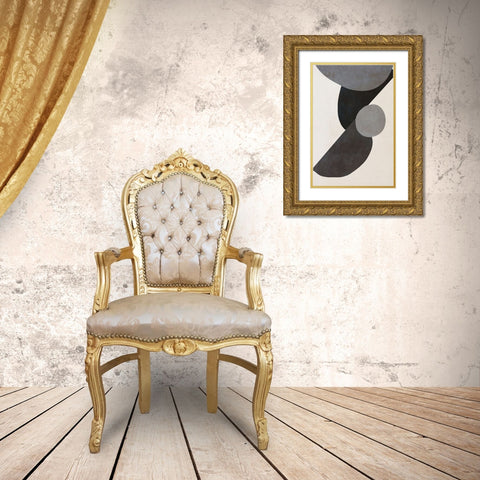 Black Shapes I Gold Ornate Wood Framed Art Print with Double Matting by SD Graphics Studio