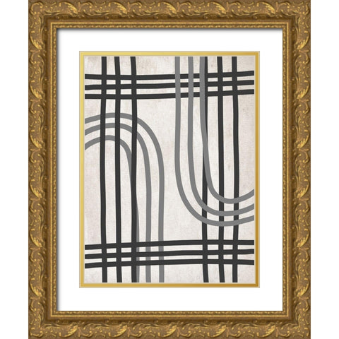 String Shapes Gold Ornate Wood Framed Art Print with Double Matting by SD Graphics Studio