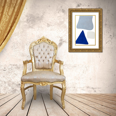 Blue Simple Shapes I Gold Ornate Wood Framed Art Print with Double Matting by SD Graphics Studio