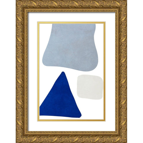 Blue Simple Shapes I Gold Ornate Wood Framed Art Print with Double Matting by SD Graphics Studio