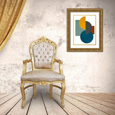 Simple Shapes on White I Gold Ornate Wood Framed Art Print with Double Matting by SD Graphics Studio