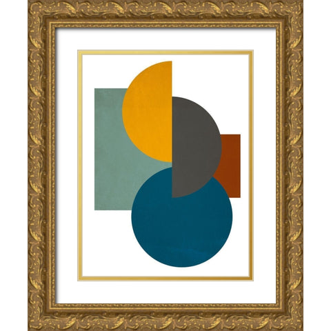 Simple Shapes on White I Gold Ornate Wood Framed Art Print with Double Matting by SD Graphics Studio