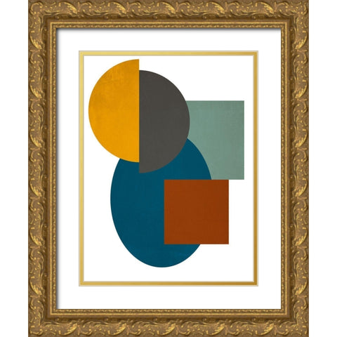Simple Shapes on White II Gold Ornate Wood Framed Art Print with Double Matting by SD Graphics Studio