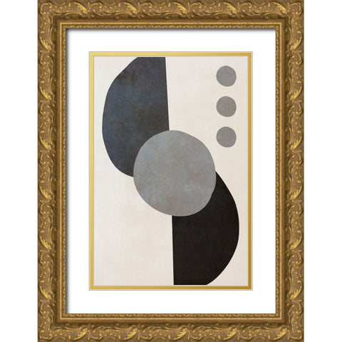 Black Shapes II Gold Ornate Wood Framed Art Print with Double Matting by SD Graphics Studio
