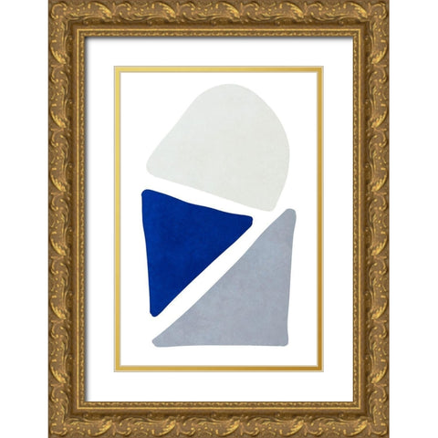 Blue Simple Shapes II Gold Ornate Wood Framed Art Print with Double Matting by SD Graphics Studio