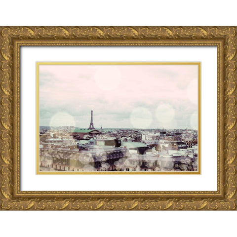 Rooftop Paris Gold Ornate Wood Framed Art Print with Double Matting by Navas, Emily