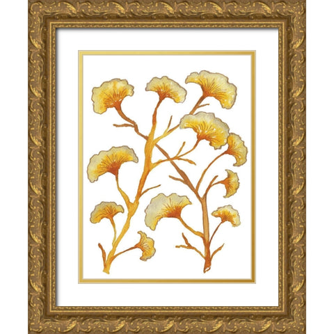 Gold Floral Branches Gold Ornate Wood Framed Art Print with Double Matting by Medley, Elizabeth