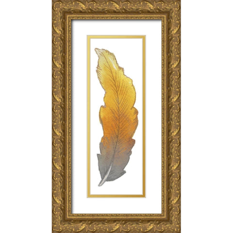 Bohem Feather II Gold Ornate Wood Framed Art Print with Double Matting by Medley, Elizabeth