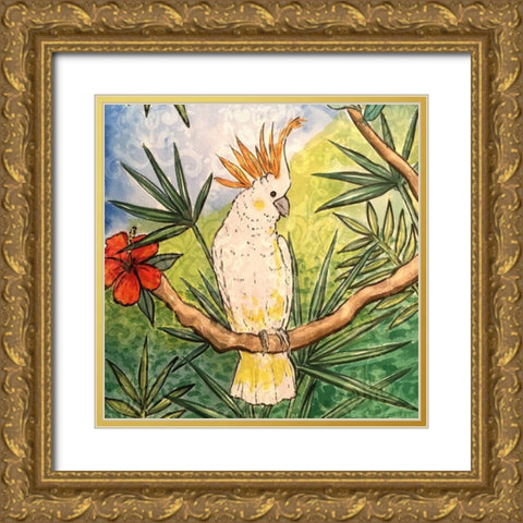 Tropical Bird I Gold Ornate Wood Framed Art Print with Double Matting by Biscardi, Nicholas