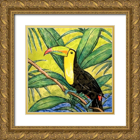Tropical Bird II Gold Ornate Wood Framed Art Print with Double Matting by Biscardi, Nicholas