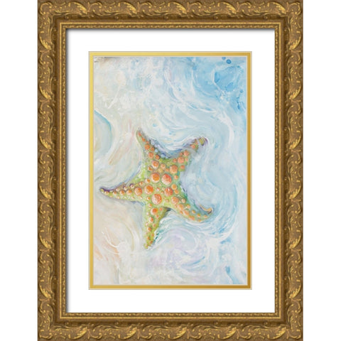 Watercolor Starfish I Gold Ornate Wood Framed Art Print with Double Matting by Diannart