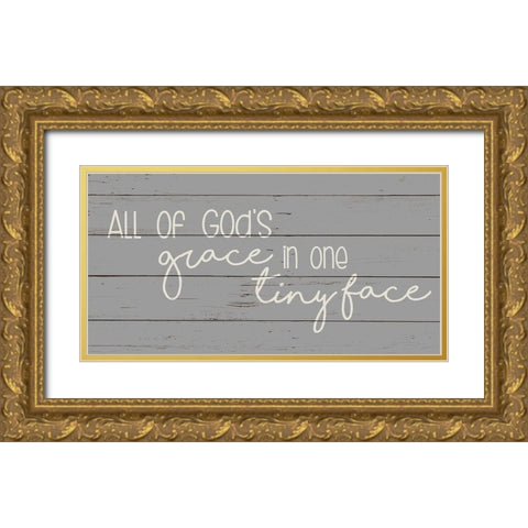 Tiny Face Gold Ornate Wood Framed Art Print with Double Matting by Quach, Anna