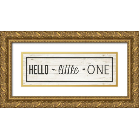 Hello Little One Gold Ornate Wood Framed Art Print with Double Matting by Quach, Anna