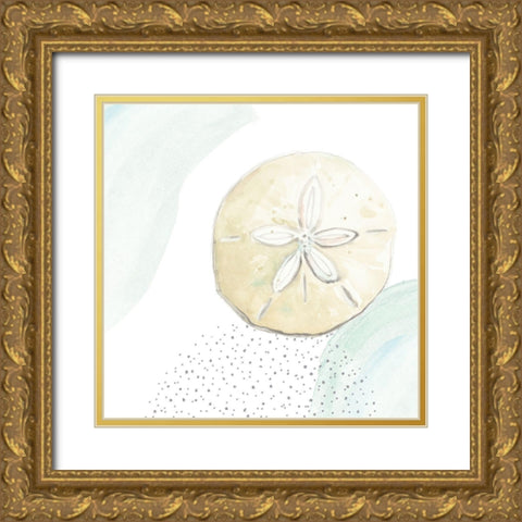 Turquoise Ocean Sand Dollar Gold Ornate Wood Framed Art Print with Double Matting by Pinto, Patricia