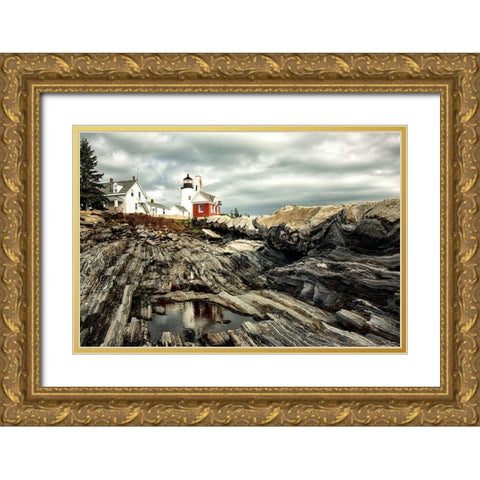 Harbor Lighthouse I Gold Ornate Wood Framed Art Print with Double Matting by Amos, Andy