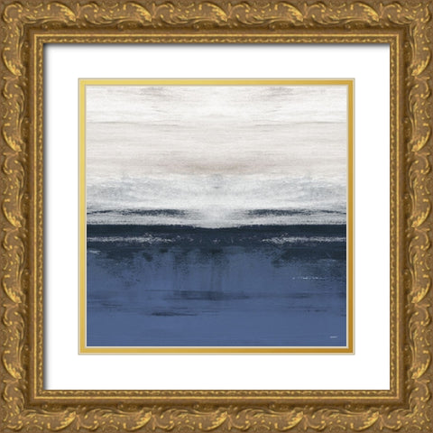 Familiar Feeling Blue Square II Gold Ornate Wood Framed Art Print with Double Matting by Meneely, Dan