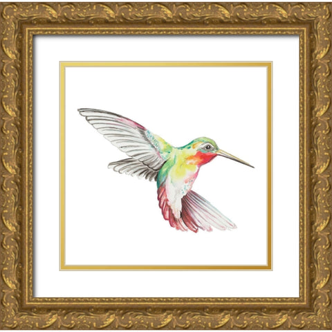 New Hummingbird I Gold Ornate Wood Framed Art Print with Double Matting by Pinto, Patricia