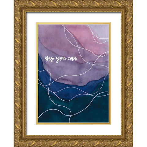 Yes You Can Gold Ornate Wood Framed Art Print with Double Matting by Amaya
