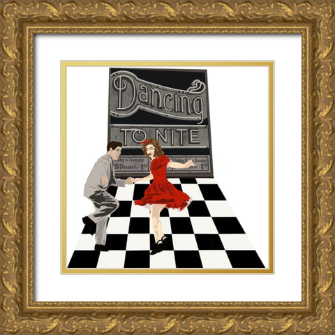 Dancing To Nite Gold Ornate Wood Framed Art Print with Double Matting by Bucheli, Jen