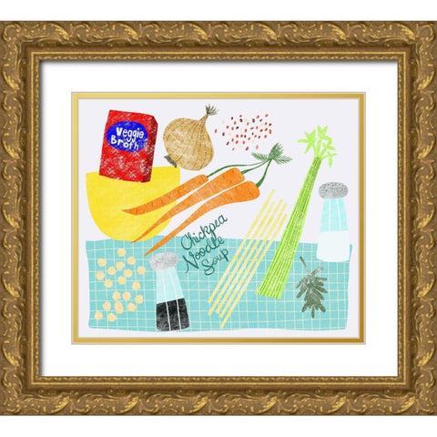 Chickpea Noodle Soup Gold Ornate Wood Framed Art Print with Double Matting by Bucheli, Jen