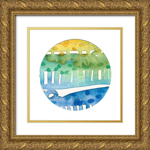 Retro Circle I Gold Ornate Wood Framed Art Print with Double Matting by Bucheli, Jen