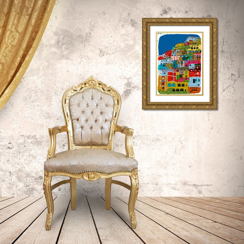 City On A Mountain Gold Ornate Wood Framed Art Print with Double Matting by Bucheli, Jen