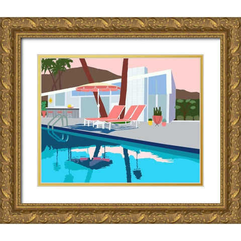 Pool Lounge I Gold Ornate Wood Framed Art Print with Double Matting by Bucheli, Jen