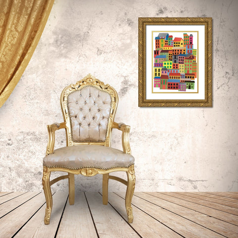 Mid Town City Gold Ornate Wood Framed Art Print with Double Matting by Bucheli, Jen