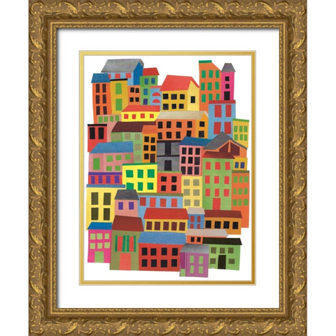 Mid Town City Gold Ornate Wood Framed Art Print with Double Matting by Bucheli, Jen