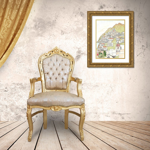 Sketched Mediterranean Cityscape Gold Ornate Wood Framed Art Print with Double Matting by Bucheli, Jen
