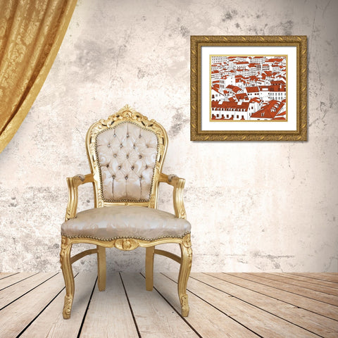 Mid Town View Gold Ornate Wood Framed Art Print with Double Matting by Bucheli, Jen