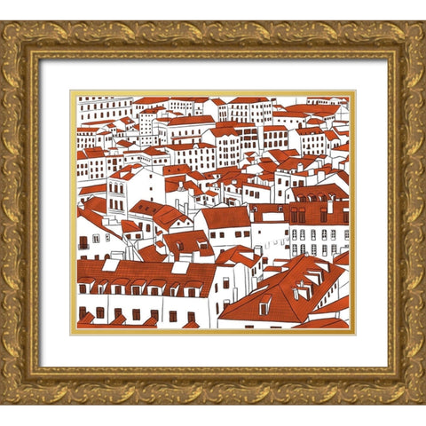 Mid Town View Gold Ornate Wood Framed Art Print with Double Matting by Bucheli, Jen