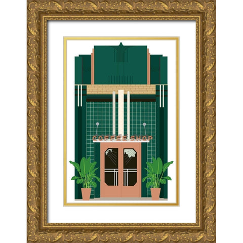 Coffee Shop Gold Ornate Wood Framed Art Print with Double Matting by Bucheli, Jen