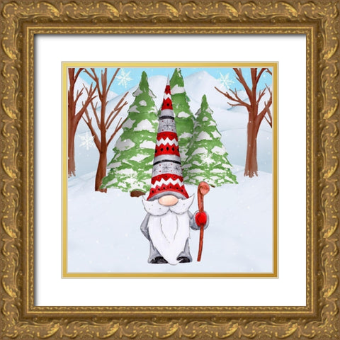 Fun Hat Gnoming Around I Gold Ornate Wood Framed Art Print with Double Matting by Edwins, Hugo