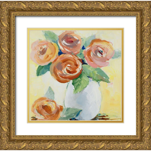 Sunny Blooms Gold Ornate Wood Framed Art Print with Double Matting by Loreth, Lanie